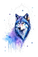 gemini wolf aether galaxy tattoo design idea