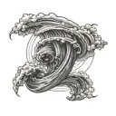 tornado top view, sketch style tattoo design idea