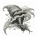 tornado top view, sketch style tattoo design idea