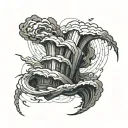 tornado top view, sketch style tattoo design idea