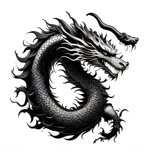 Japanese dragon sleeve from ankle to knee tattoo design idea