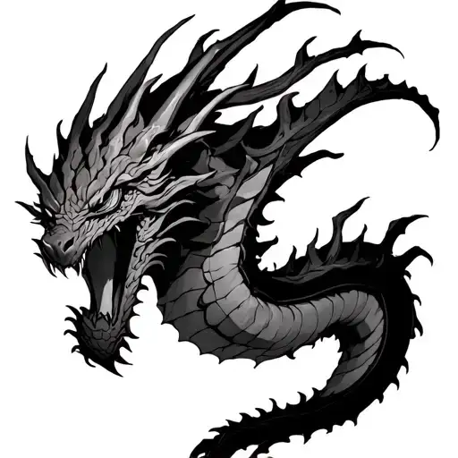 Spinney d&d style Dragon spines Become thin vines tattoo design idea