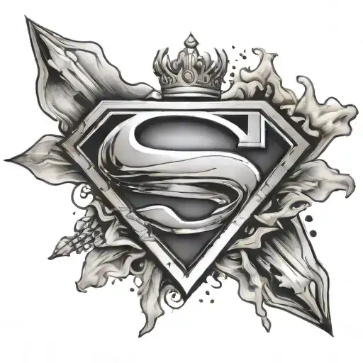 Superman's logo with a crown of a king with no more than those two  tattoo design idea