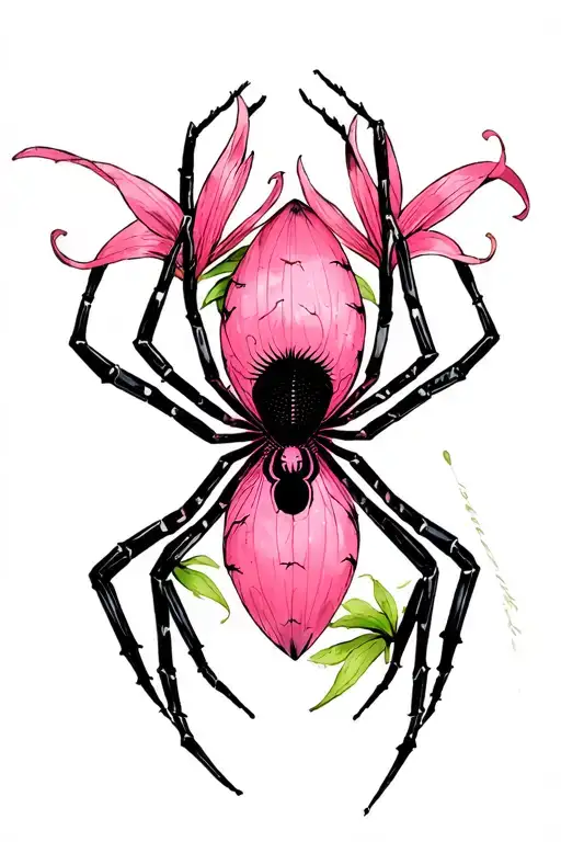 Spiderlily on black background tattoo design idea