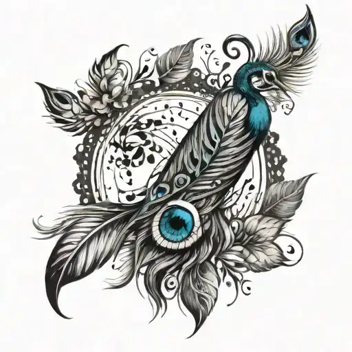 Incorporate musical notes and a peacock feather into a unique design tattoo design idea
