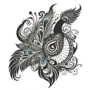 Incorporate musical notes and a peacock feather into a unique design tattoo design idea