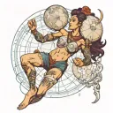 Female Atlas holding the world tattoo design idea