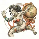 Female Atlas holding the world tattoo design idea