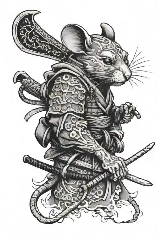 a mouse samurai close up sleeve tattoo design combining tattoo design idea