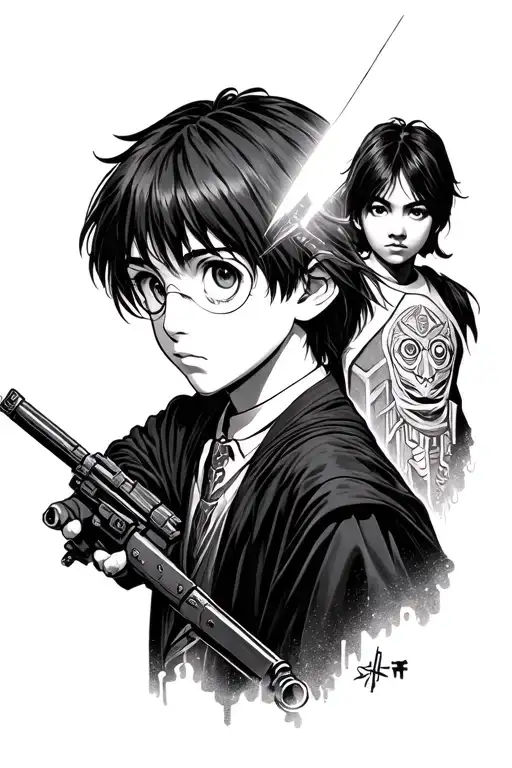 anime attack of titan star wars Harry potter tattoo design idea