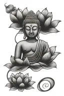 buddha and lotus flower blooming tattoo design idea