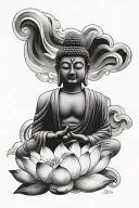 buddha and lotus flower blooming tattoo design idea