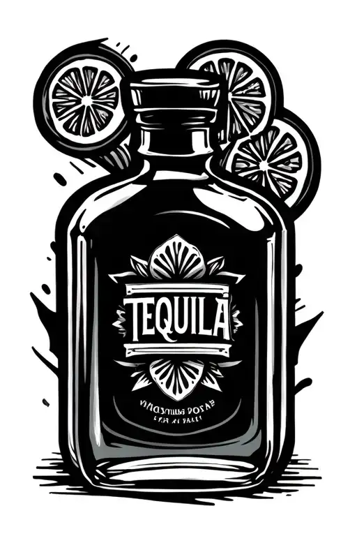 Tequila bottle shaped like tattoo design idea