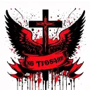 cross with wings spread with banner wrapped tattoo design idea