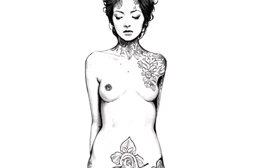 "a naked adult woman," tattoo design idea