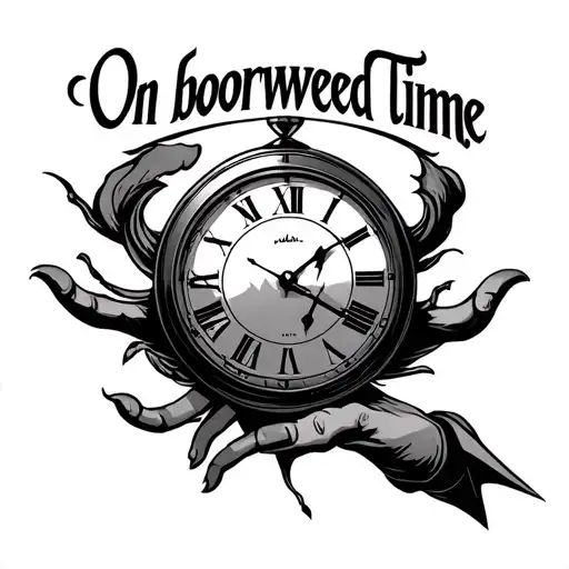 "On borrowed time" father clock hands pointing tattoo design idea