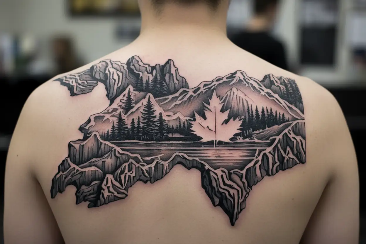 canada outdoors arm sleeve tattoo design idea