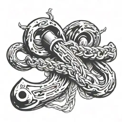 ice axes with rope running through a carabiner locked tattoo design idea