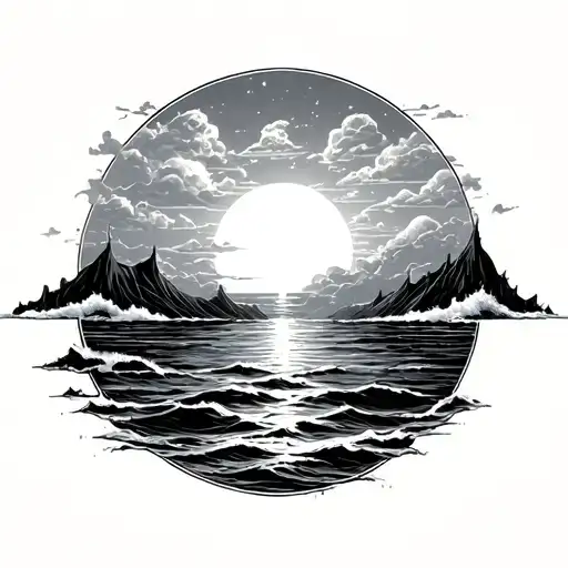 Ocean Sunrise tattoo design idea