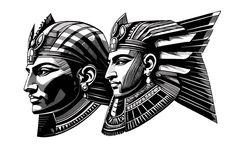 Chest tatto pharaoh king and queen tattoo design idea