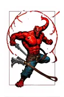 hellboy from the comic style illustration tattoo design idea