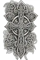 Celtic cross with trinity knot intertwined tattoo design idea
