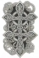 Celtic cross with trinity knot intertwined tattoo design idea