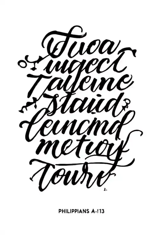 Philippians 4:13 written tattoo design idea