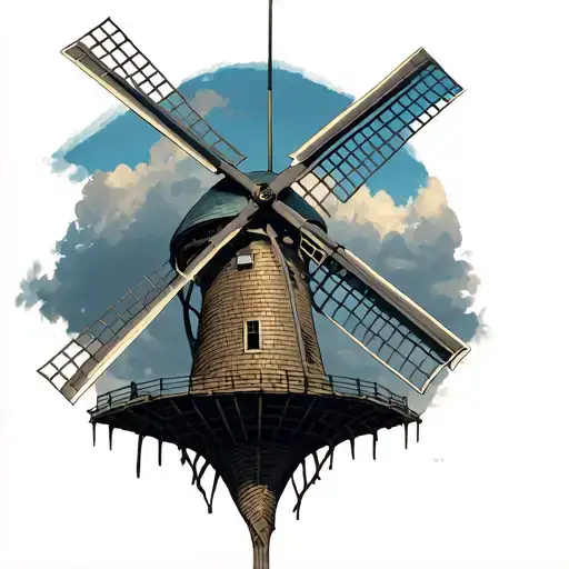 Gothic windmill dutch style tattoo design idea
