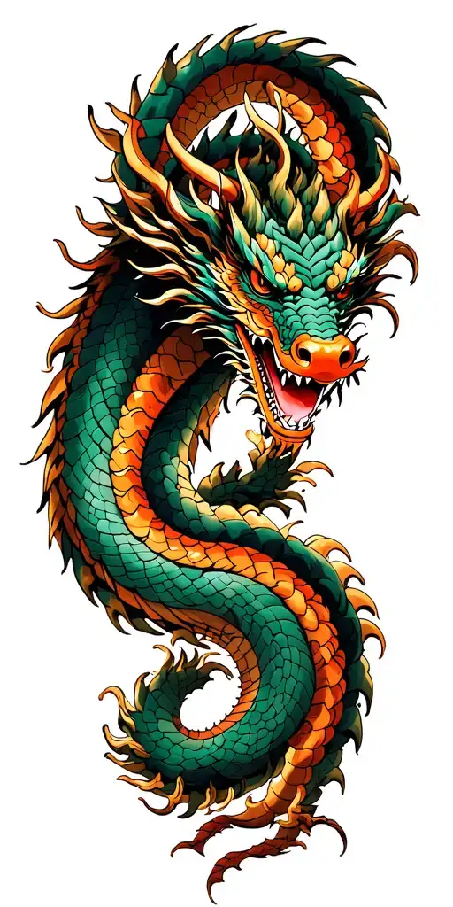 japanese dragon coiled tattoo design idea