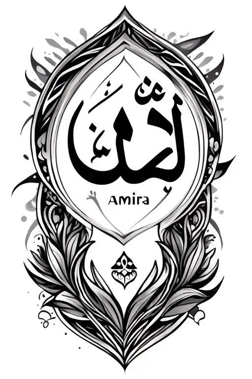 Amira in arabic writing tattoo design idea