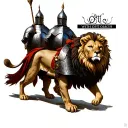 the lion of Judah walking with a crusader knight tattoo design idea