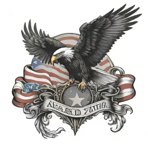 eagle and American flag 1776 declaration liberty tattoo design idea