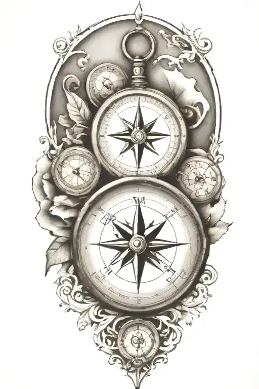 compass and pocket  tattoo design idea