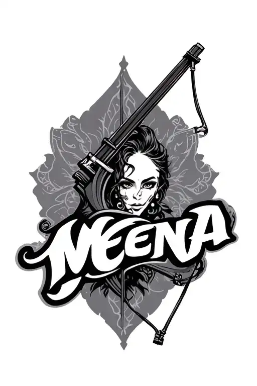 "Meena" crossbow tattoo design idea