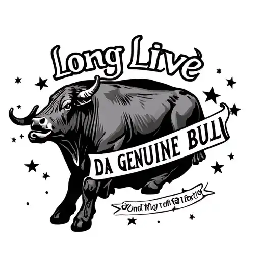 "Long Live Da Genuine Bull " stars tattoo design idea