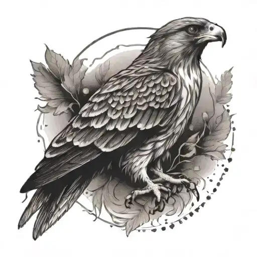 A falcon with a crown symbolizing authority and dominance tattoo design idea