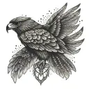 A falcon with a crown symbolizing authority and dominance tattoo design idea