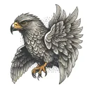 A falcon with a crown symbolizing authority and dominance tattoo design idea