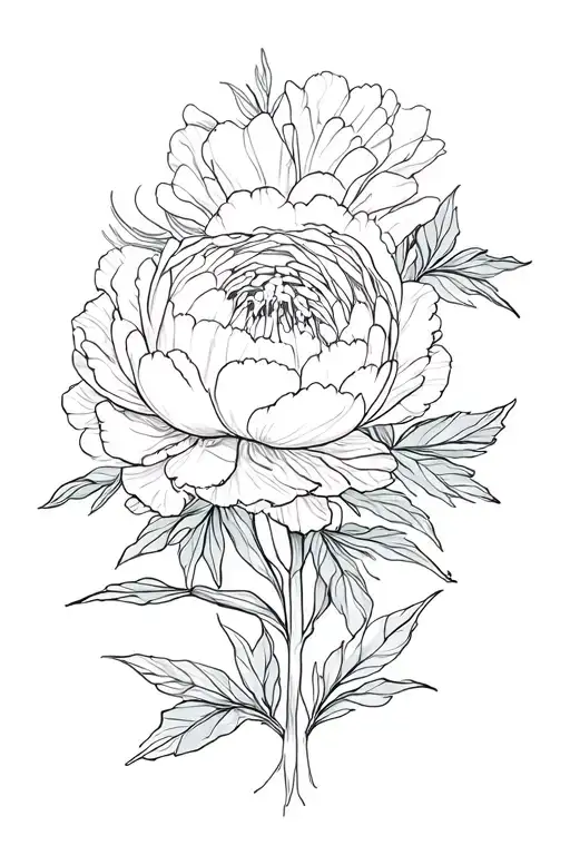 peony flowers with all earths elements incorporated tattoo design idea