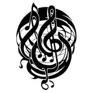 5 musical staff with some notes floating tattoo design idea