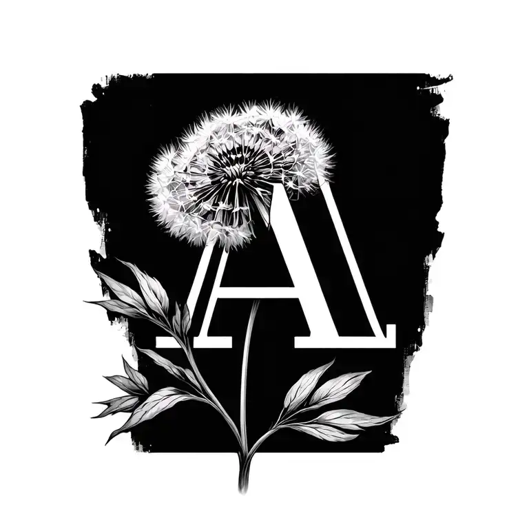 Simple dandelion flower ankle tattoo with the letter A included  tattoo design idea