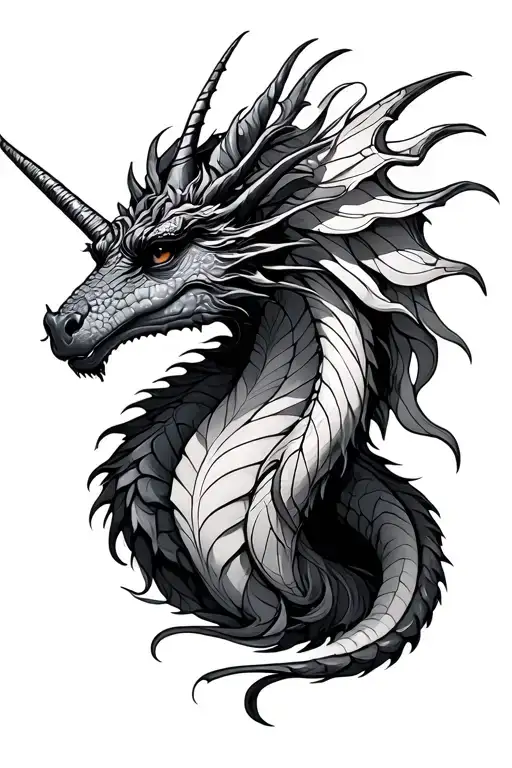 dragons, faries, and unicorn   tattoo design idea