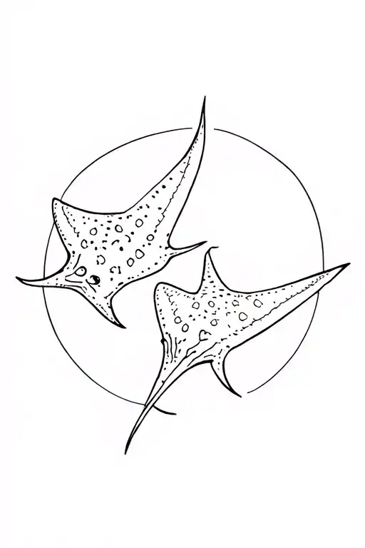 spotted eagle rays swimming up hip tattoo design idea