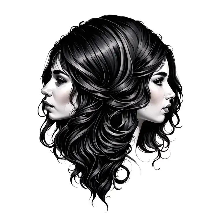 gemini sisters hair tattoo holding tattoo design idea