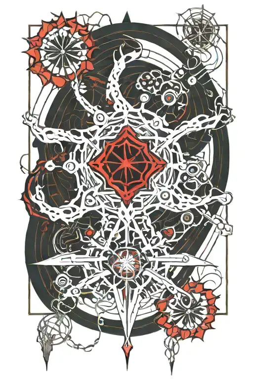 Red spiderlilies that grow up at a castle surrounded tattoo design idea