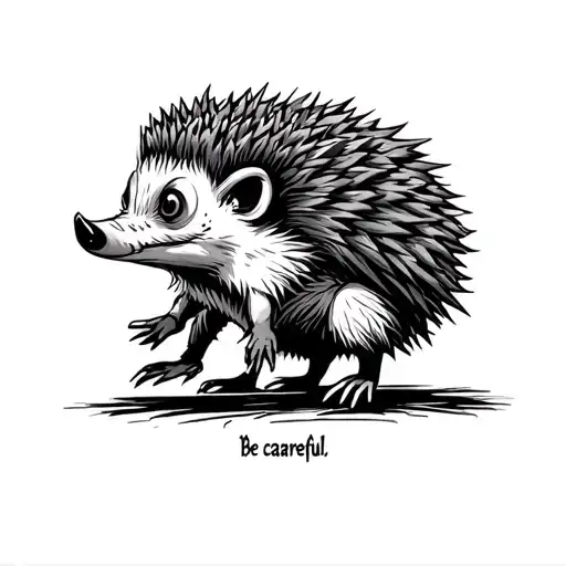 "Be careful" scary hedgehog tattoo design idea