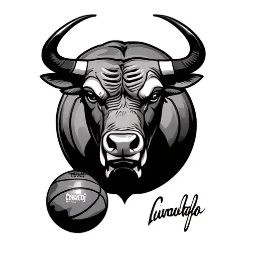 Chicago bull and basketball merging together tattoo design idea