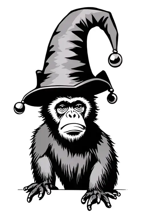gibbon jester hat tattoo design idea