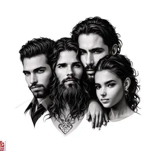 Leon and family of 5 tattoo design idea